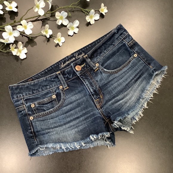 American Eagle Outfitters Pants - American Eagle AEO Super Shortie Cutoff Jean Shorts Dark Wash Low Rise